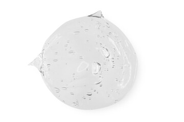 A large smear or drop of a transparent gel, serum. On an empty transparent background.