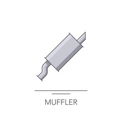 Car muffler icon. Outline colorful icon of muffler on white. Vector illustration