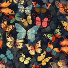 Seamless pattern of colourful butterflies 