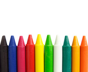 Wax crayons isolated with clipping path
