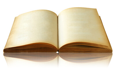 open old book isolated with reflect floor for mockup