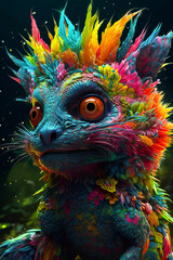 Obraz premium Fantasy and imaginative art of an Abstract Cat Character, colorful and cute animal.