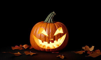 Pumpkin for halloween on a dark background Happy halloween