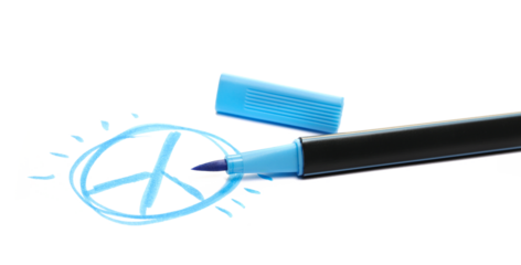 Blue brush pen and symbol of peace isolated on white