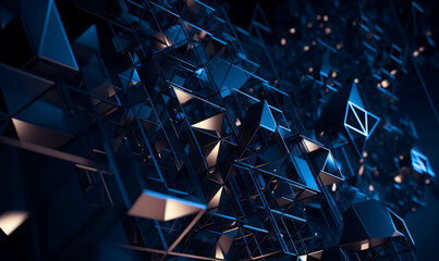3D rendered abstract modern background. Cube graphics light geometry shapes. Generative AI.
