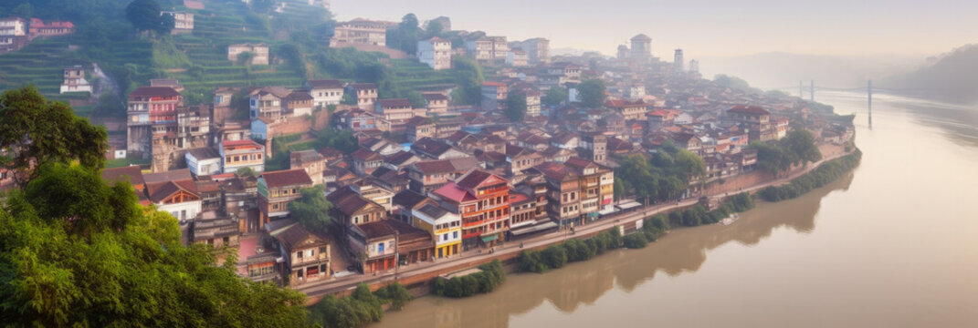 Chongqing panoramic view China - Generative AI