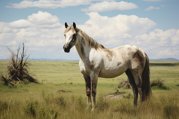 Obraz na płótnie Canvas Beautiful horse stallion in a farm field