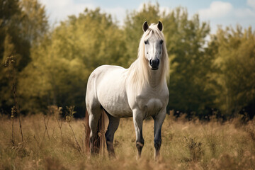 Beautiful, majestic horse stallion on the meadow