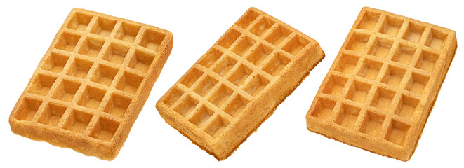 Belgian waffles isolated on white background