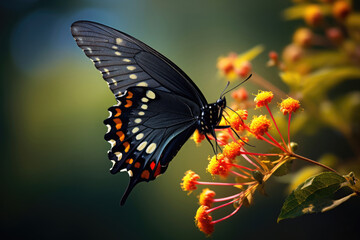 Beautiful black butterfly monarch