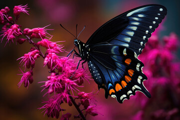 Beautiful black butterfly monarch