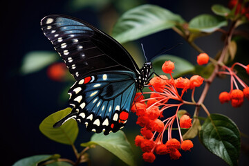 Beautiful black butterfly monarch