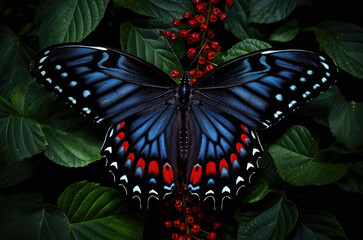 Fototapeta na wymiar Beautiful black butterfly monarch