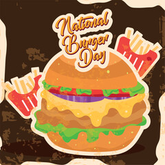 Colored national burger day template Vector
