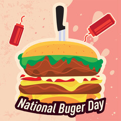 Colored national burger day template Vector