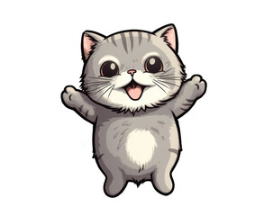 Obraz premium Funny cute cat isolate png illustration