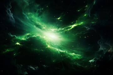 Beautiful green space nebula. Generative AI