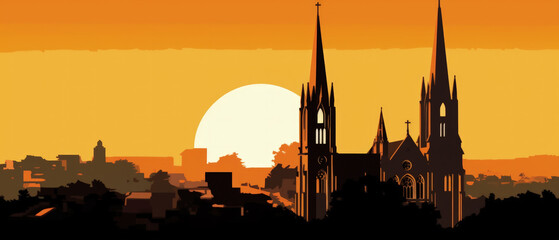 Naklejka premium Madagascar Famous Landmarks Skyline Silhouette Style, Colorful, Cityscape, Travel and Tourist Attraction - Generative AI