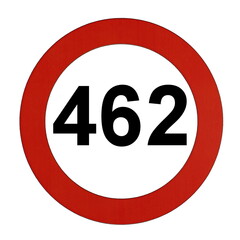 Illustration des Straßenverkehrszeichens "Maximale Geschwindigkeit 462 Kilometer pro Stunde"