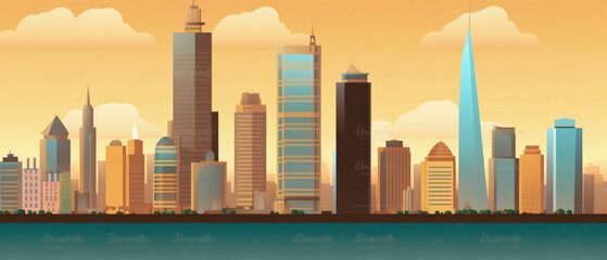 Peru Famous Landmarks Skyline Silhouette Style, Colorful, Cityscape, Travel and Tourist Attraction - Generative AI
