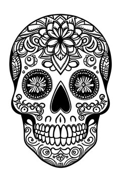 sugar skull coloring book page