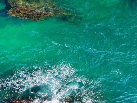 Sea water waves stormy surface, magnificent ocean seascape.