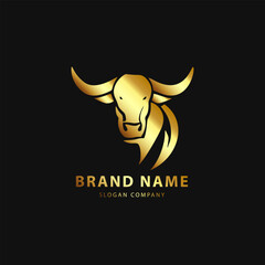 Bull logo. Premium logo for steakhouse, Steakhouse or butchery. Abstract stylized cow or bull head with horns symbol. Creative steak, meat logo.