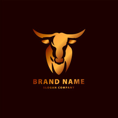 Bull logo. Premium logo for steakhouse, Steakhouse or butchery. Abstract stylized cow or bull head with horns symbol. Creative steak, meat logo.