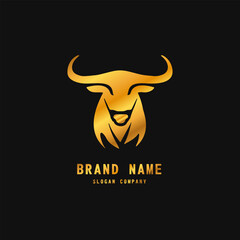 Bull logo. Premium logo for steakhouse, Steakhouse or butchery. Abstract stylized cow or bull head with horns symbol. Creative steak, meat logo.