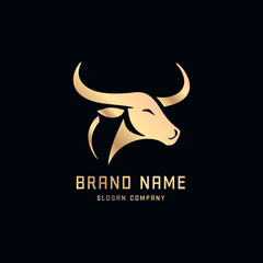 Bull logo. Premium logo for steakhouse, Steakhouse or butchery. Abstract stylized cow or bull head with horns symbol. Creative steak, meat logo.