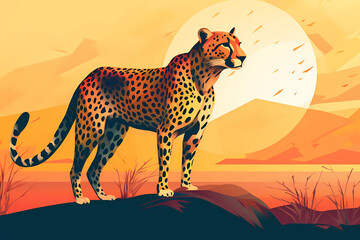 cheetah in the sunset