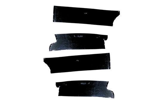 Set of Black glossy Adhesive Torn Tape Objects