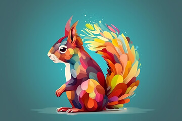 squirrel out of colorful leaves