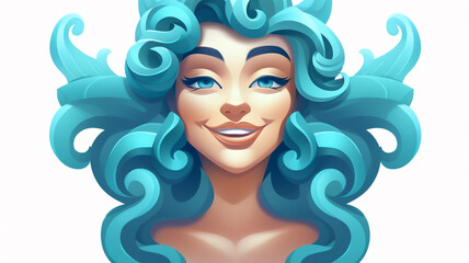 Isometric smiling colorful goddess game icon on white background