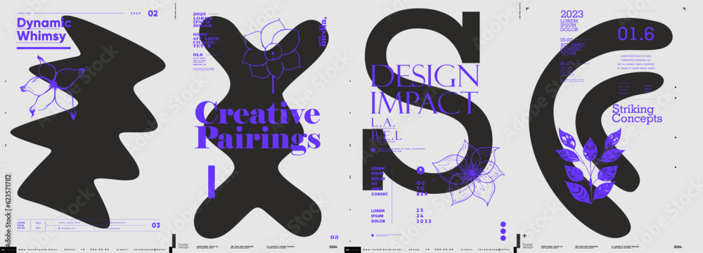 Fototapete typographic design and minimalistic background elements. a set of vector elements for designing post