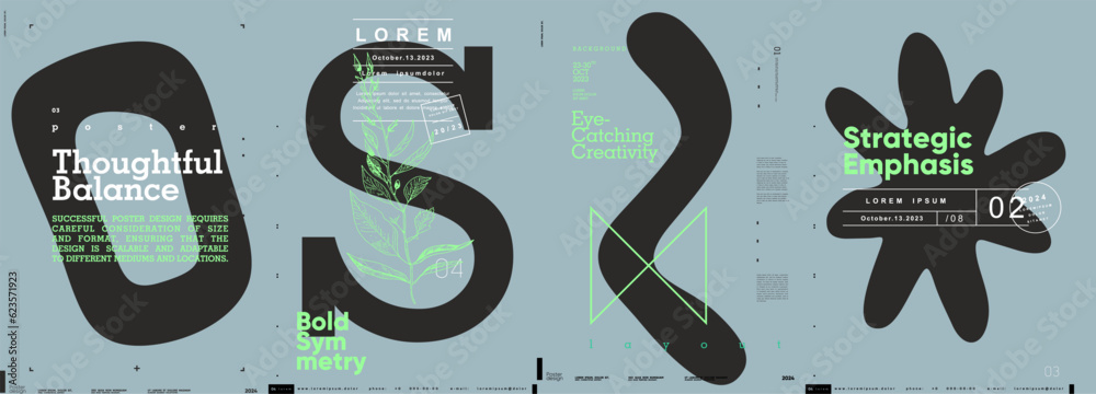 Fototapete typographic design and minimalistic background elements. a set of vector elements for designing post
