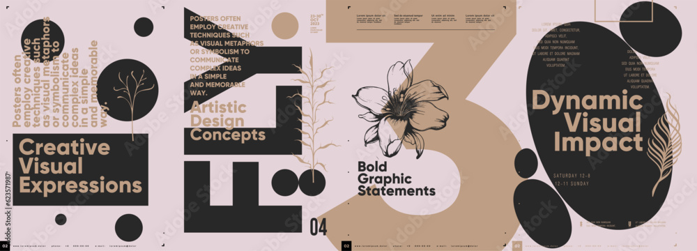Fototapete typographic design and minimalistic background elements. a set of vector elements for designing post
