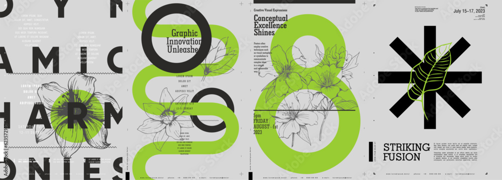 Fototapete typographic design and minimalistic background elements. a set of vector elements for designing post