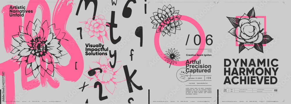 Fototapete typographic design and minimalistic background elements. a set of vector elements for designing post