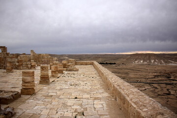 Fototapeta premium Ruins of an ancient city in the Negev desert