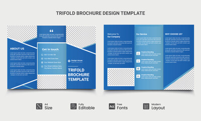 Business brochure template in tri fold layout. modern, Creative and Professional tri fold brochure vector design.