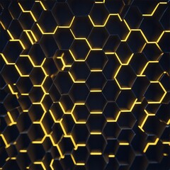 Abstract background hexagon pattern with glowing lights 