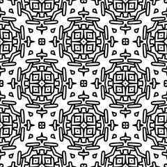 Seamless repeating pattern.  Black and white pattern for web page, textures, card, poster, fabric, textile. Elements of Design.