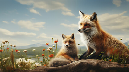 Obraz premium Paper cut style illustration of animal wildlife, protect our earth and environment, concept of ecology and sustainable development