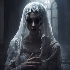  generative ai, ghost, crying, veil,