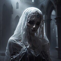  generative ai, ghost, crying, veil,