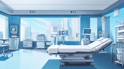 Medical facility, treatment room in hospital, wide banner