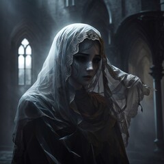  generative ai, ghost, crying, veil,