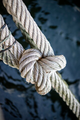 Tied rope in the haubor
