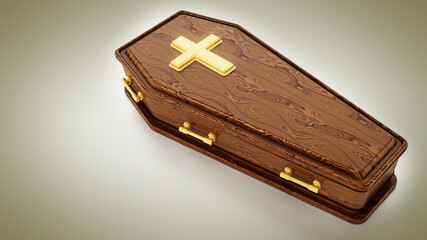 Coffin isolated on white background. 3D illustration